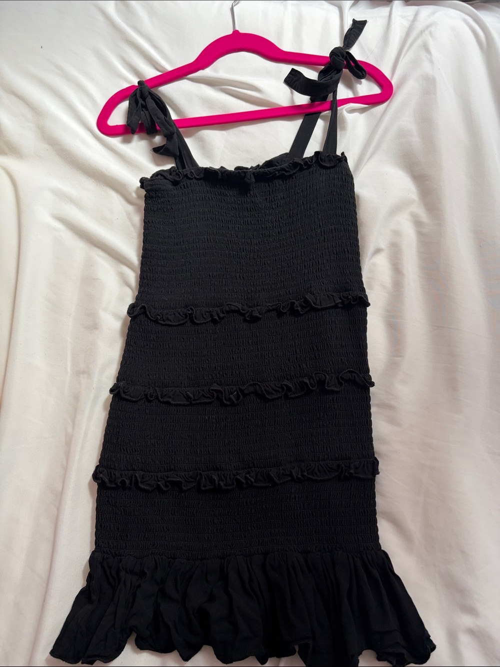 Katie J NYC GIRLS FITTED Black TIERED SCRUNCHY Ruffled Sundress